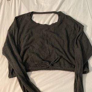 Long sleeve crop top ! dark gray